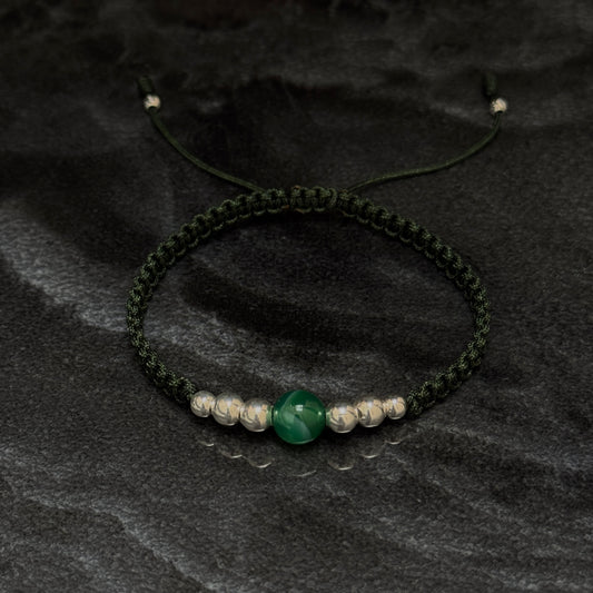 Woven Bracelet / Natural Stone / 925 Silver