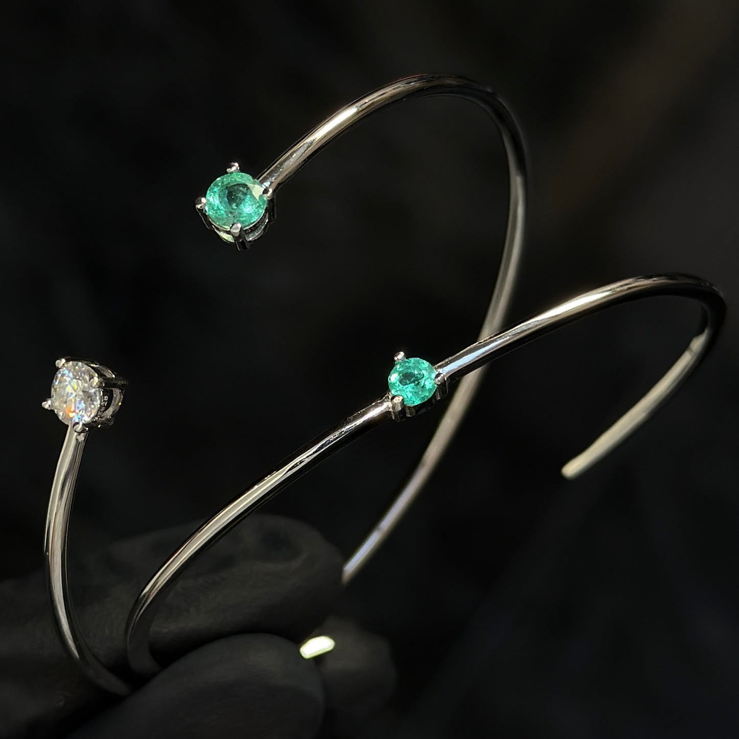 Brazalete Exclusivo / Esmeralda Colombiana / Moissanita / Plata 925