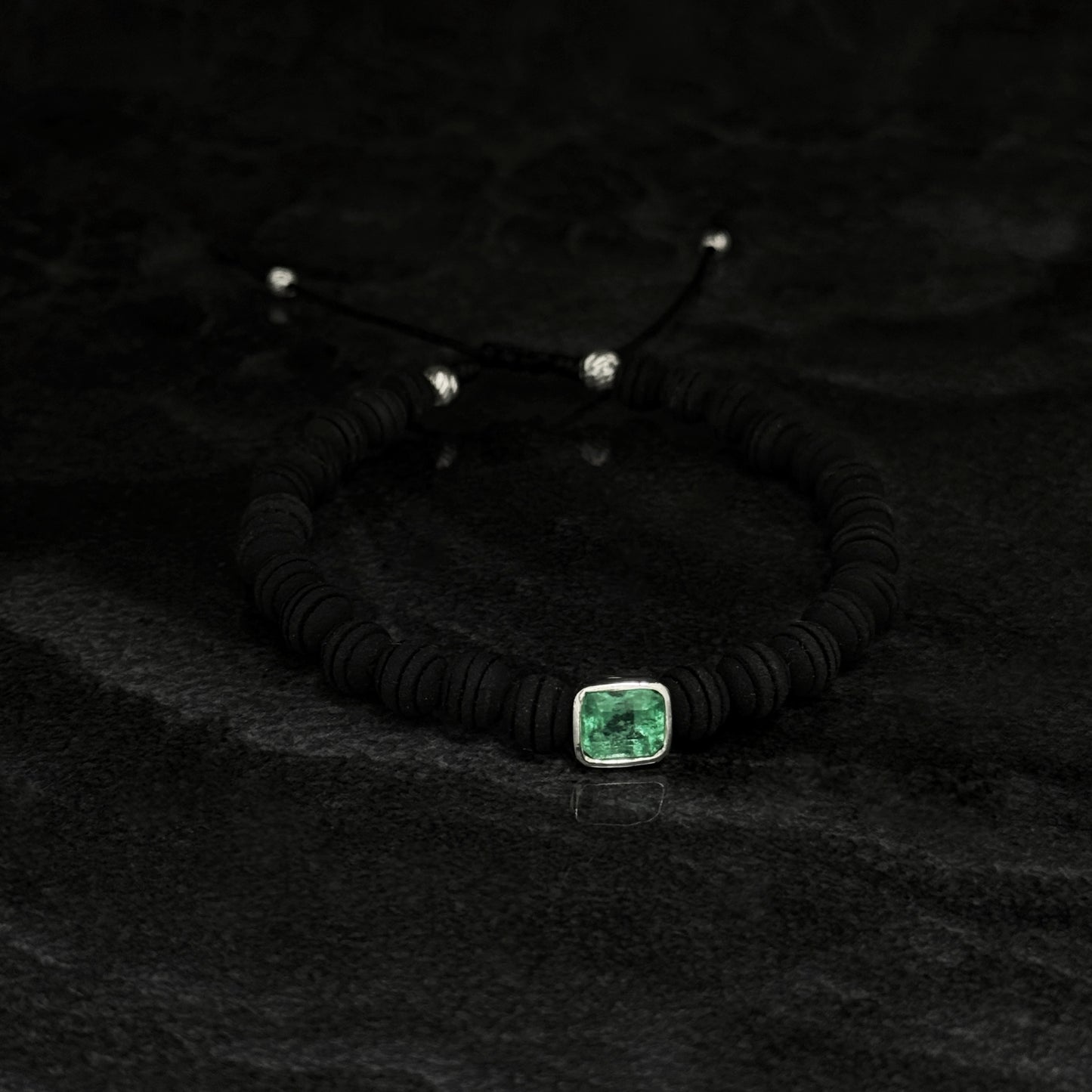 Pulsera Tejida Exclusiva / Esmeralda Colombiana / Plata 925