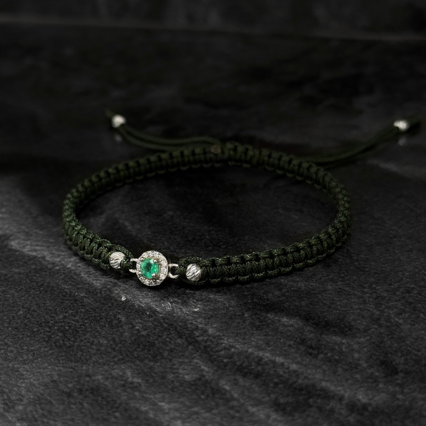 Pulsera Tejida / Esmeralda Colombiana / Plata 925