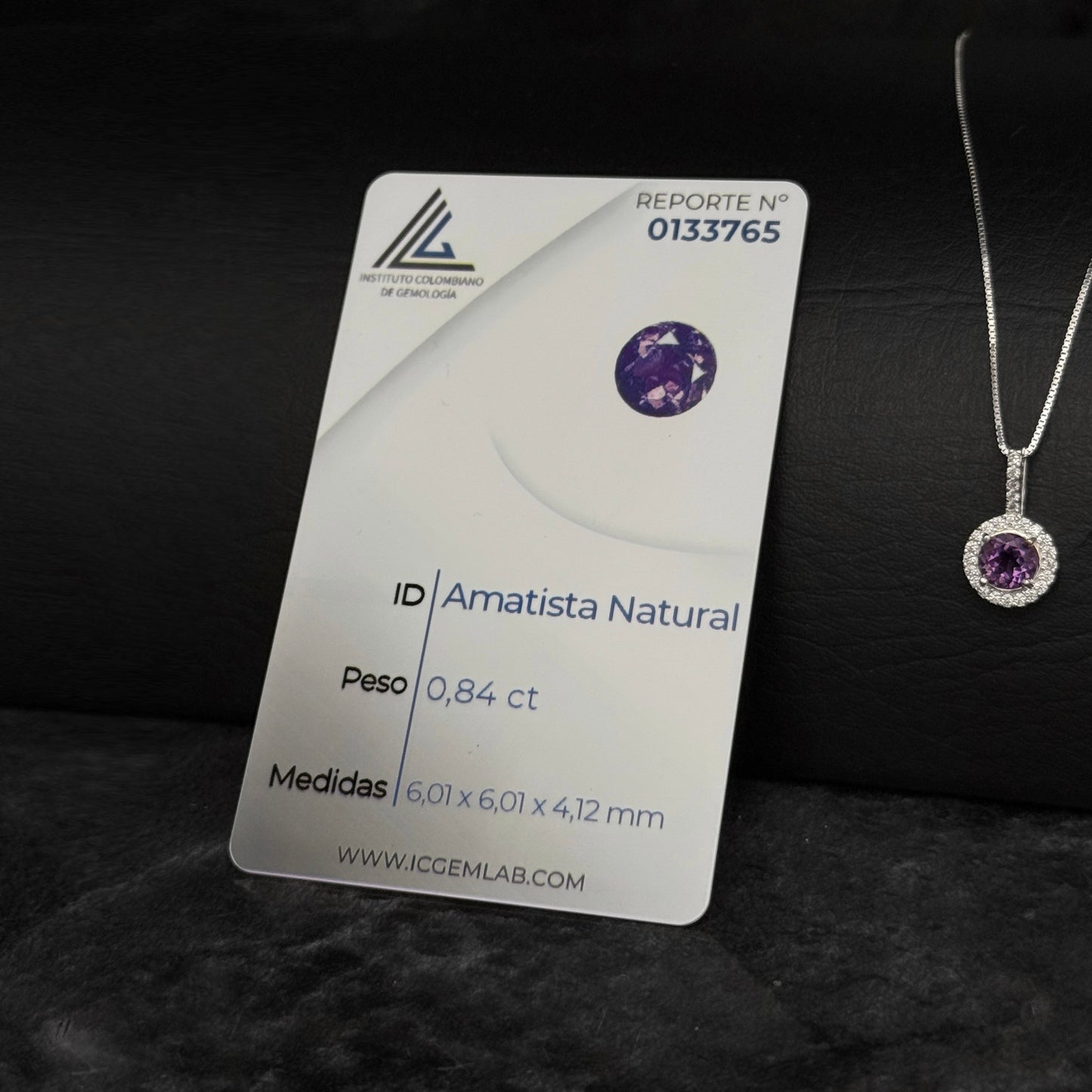 Cadena Veneciana / Dije Amatista Certificada / Plata 925
