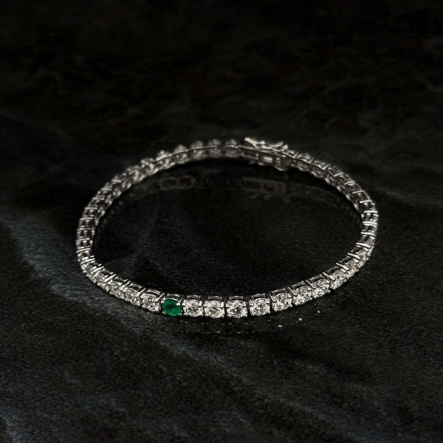 Pulsera Tenis 4mm / Moissanitas / Esmeralda / Plata 925