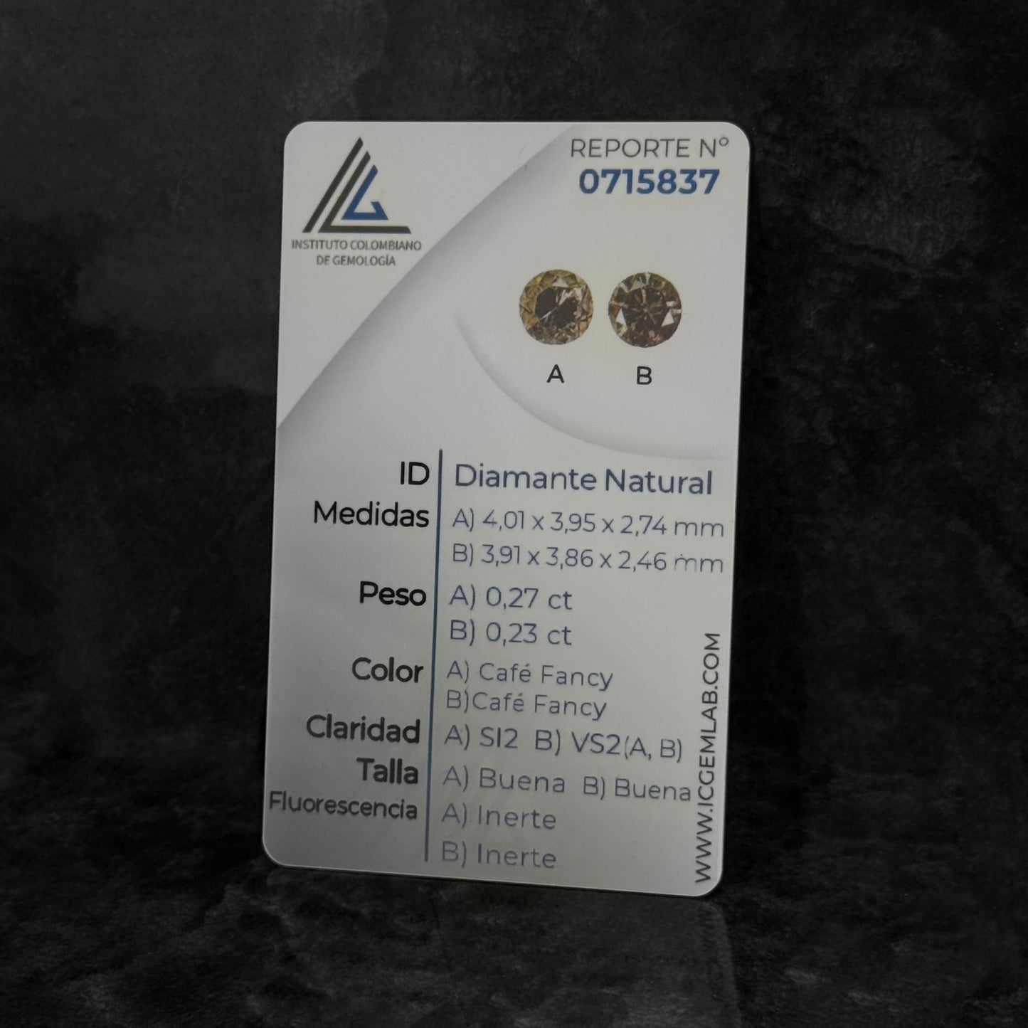 Topos de Lujo / Diamantes Café Fancy Certificados / Oro 18K