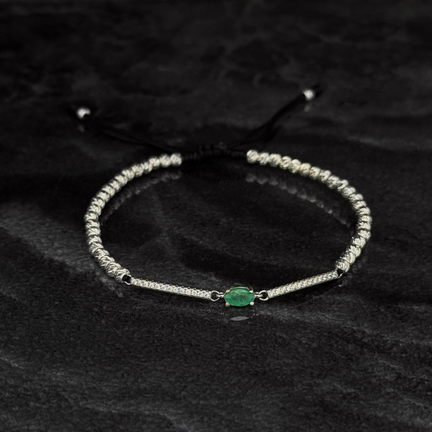 Pulsera Tejida / Esmeralda Colombiana / Plata 925