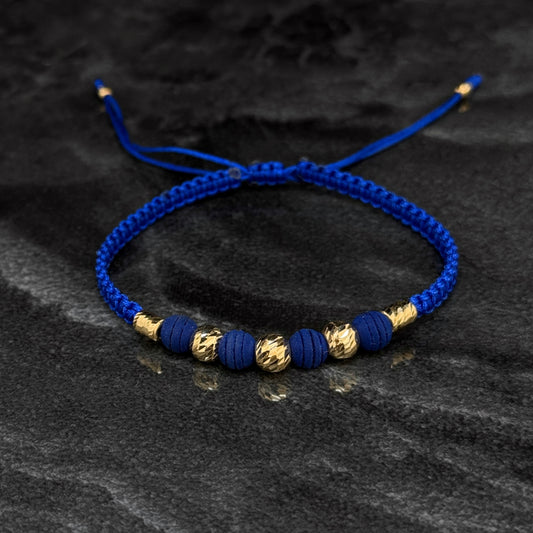 Exclusive Woven Bracelet / Cylinders & 18K Gold Balls