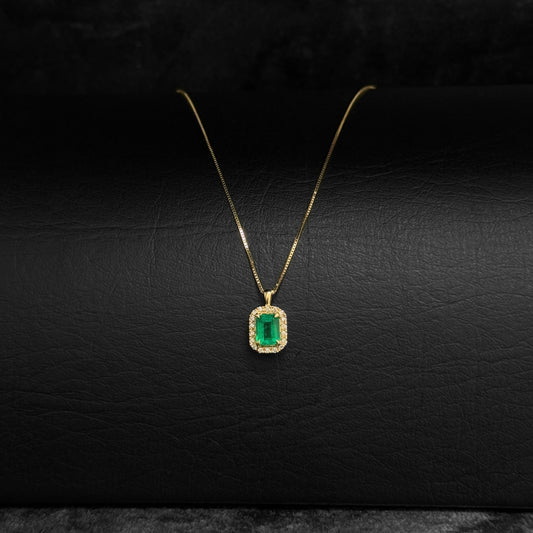 High Jewelry Set / Venetian Chain / Emerald & Diamond Pendant / 18K Gold