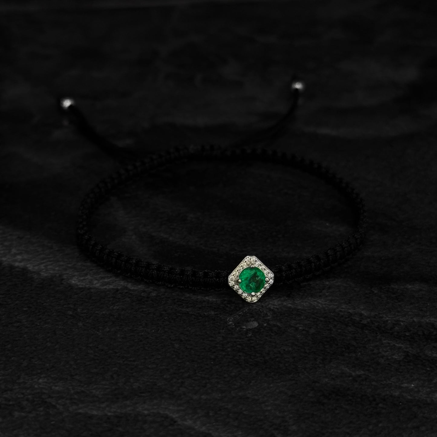 Pulsera Tejida de Lujo / Esmeralda Colombiana / Plata 925