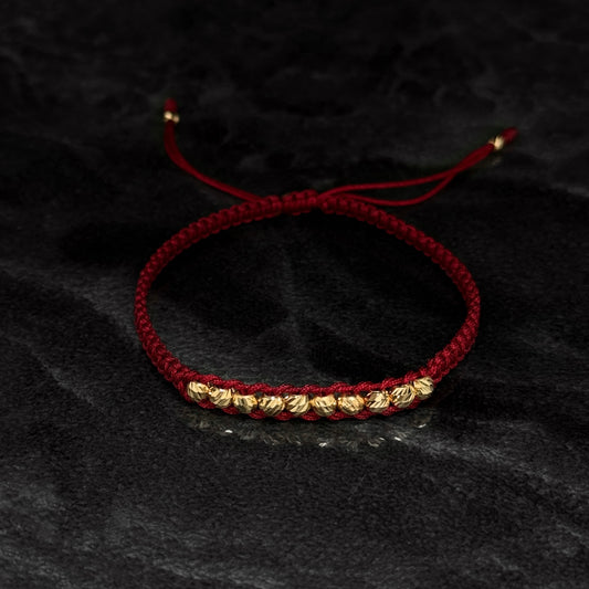 Woven Bracelet / 18K Gold Balls
