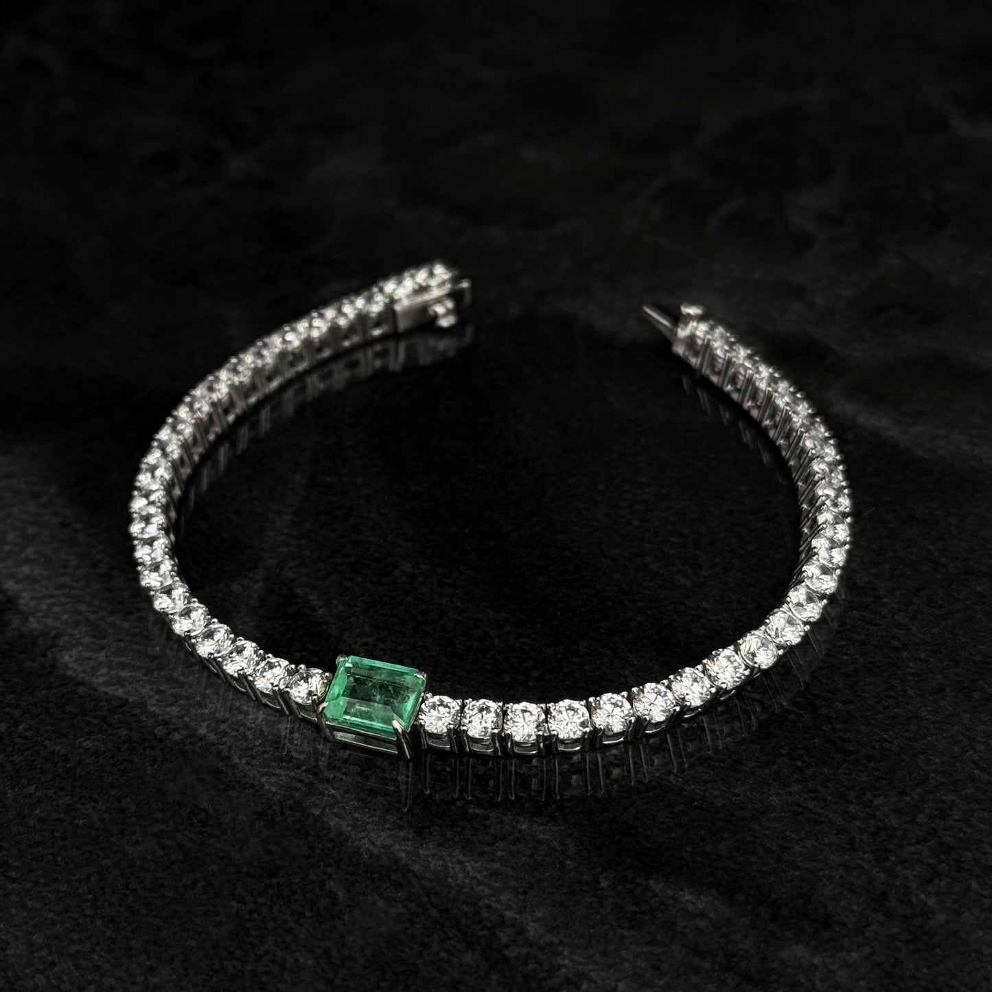Pulsera Tenis Exclusiva / Esmeralda Colombiana / Circones / Plata 925