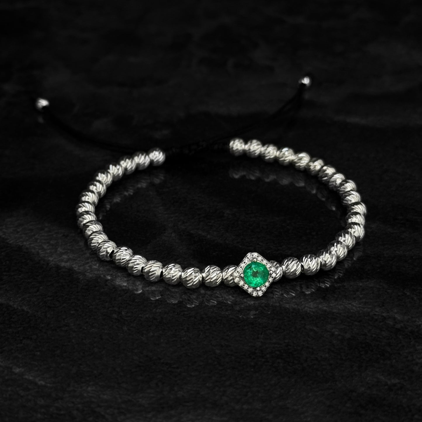 Pulsera Tejida de Lujo / Esmeralda Colombiana / Plata 925