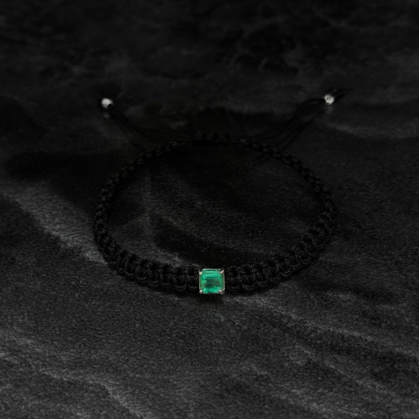 Pulsera Tejida / Esmeralda Colombiana / Plata 925