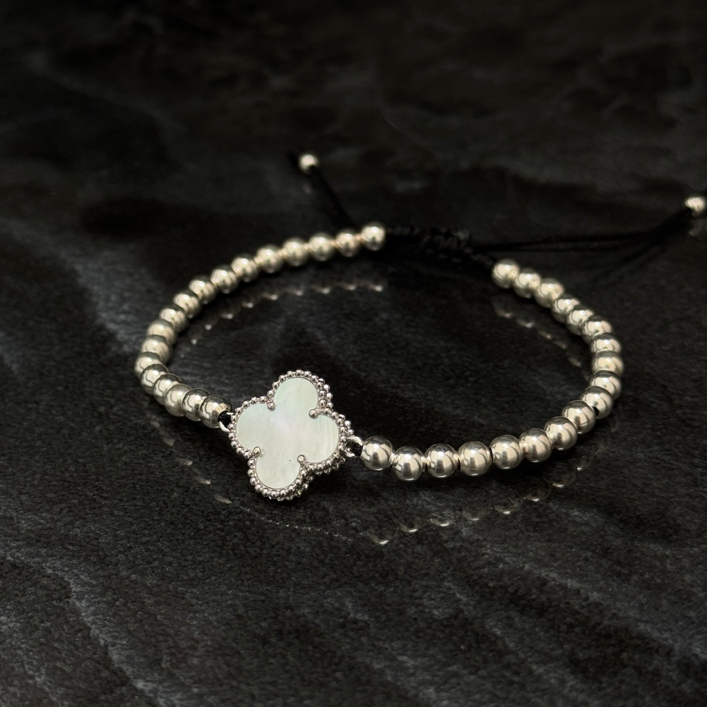 Lucky Clover Bracelet / White / 925 Silver