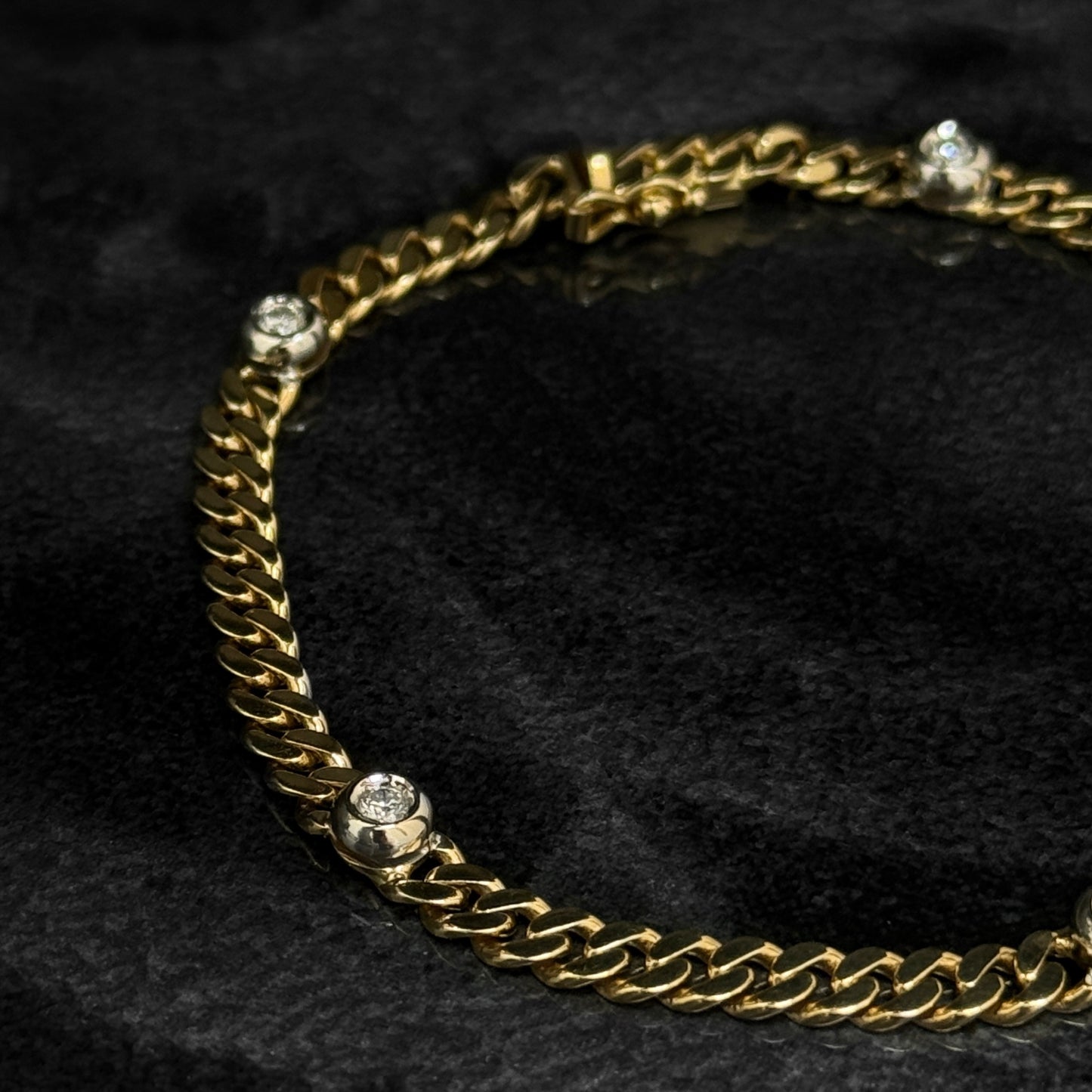 Pulsera Cubana Alta Joyería / Diamantes Naturales / Oro 18K