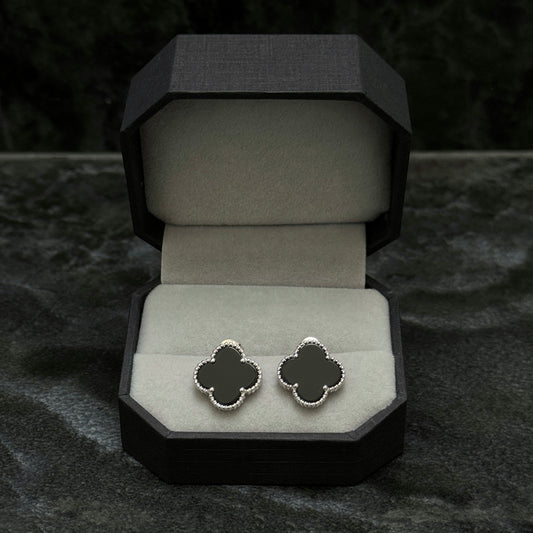 Lucky Clover Polka Dots / Black / 925 Silver
