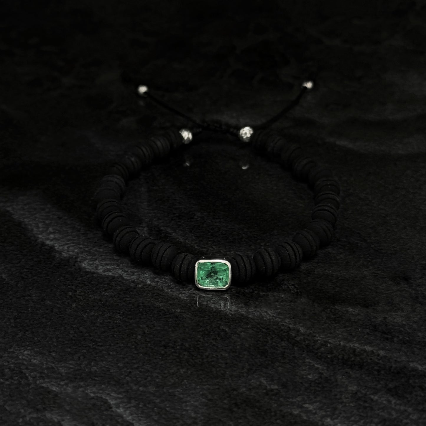 Pulsera Tejida Exclusiva / Esmeralda Colombiana / Plata 925
