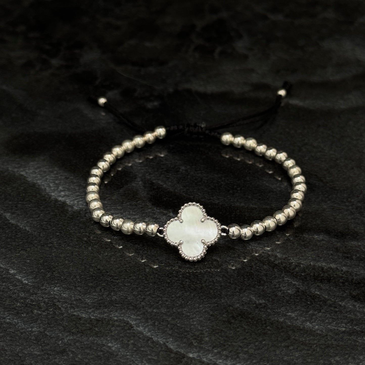 Lucky Clover Bracelet / White / 925 Silver