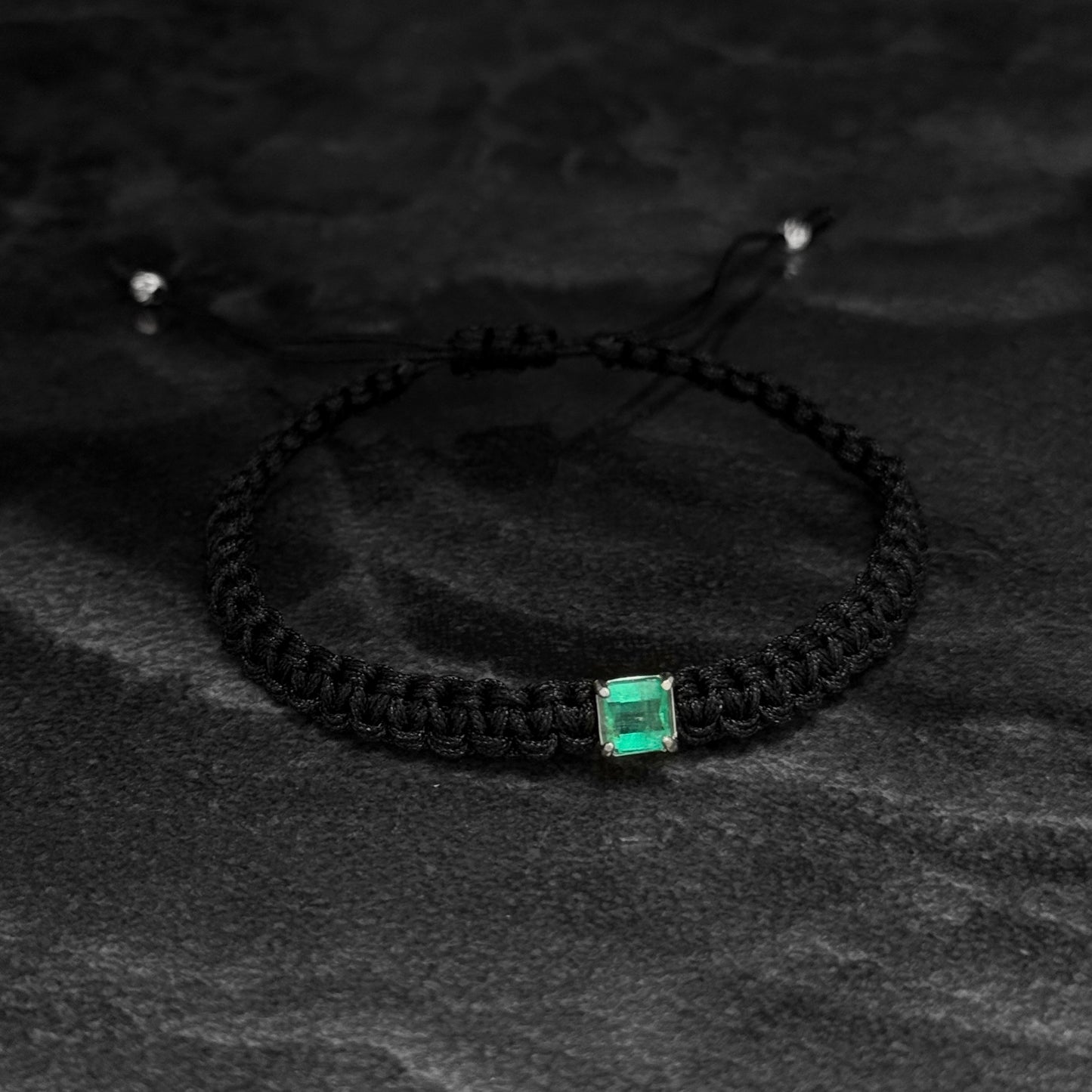 Pulsera Tejida / Esmeralda Colombiana / Plata 925