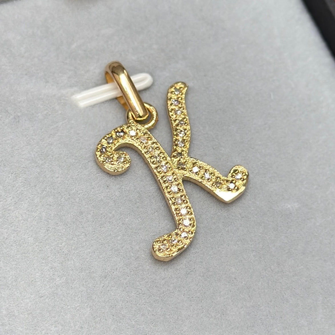 Initial “K” Pendant / Diamonds / 18K Gold