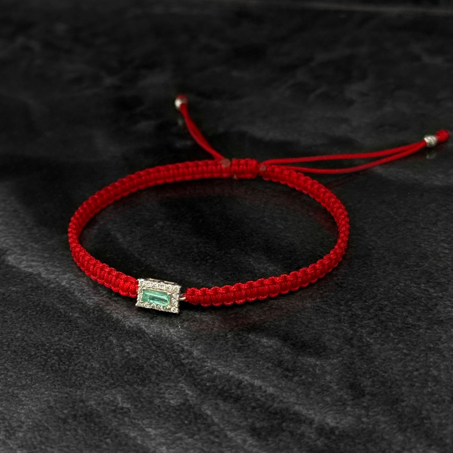 Pulsera Tejida / Esmeralda Colombiana / Plata 925