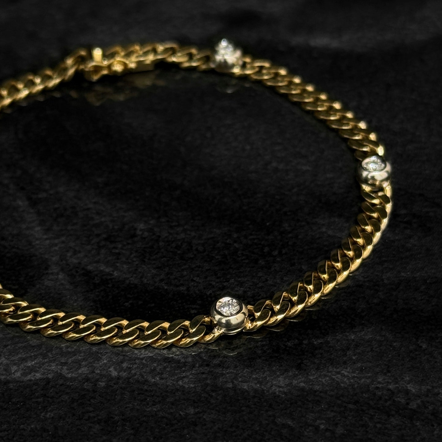Pulsera Cubana Alta Joyería / Diamantes Naturales / Oro 18K