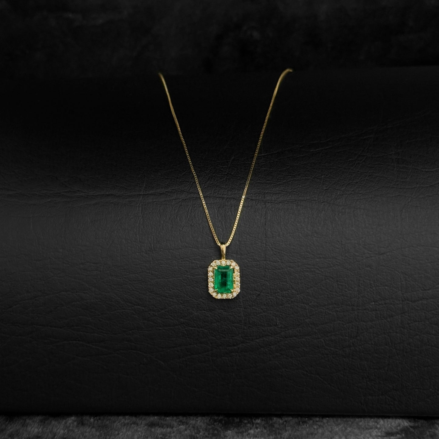 Set Alta Joyería / Cadena Veneciana / Dije Esmeralda & Diamantes / Oro 18K