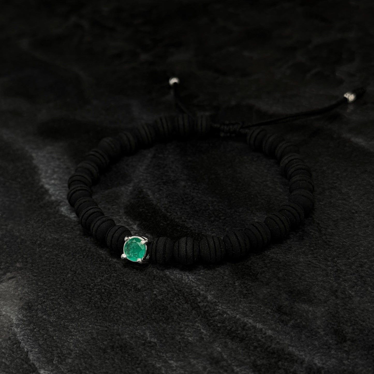 Pulsera Tejida / Esmeralda Colombiana / Plata 925