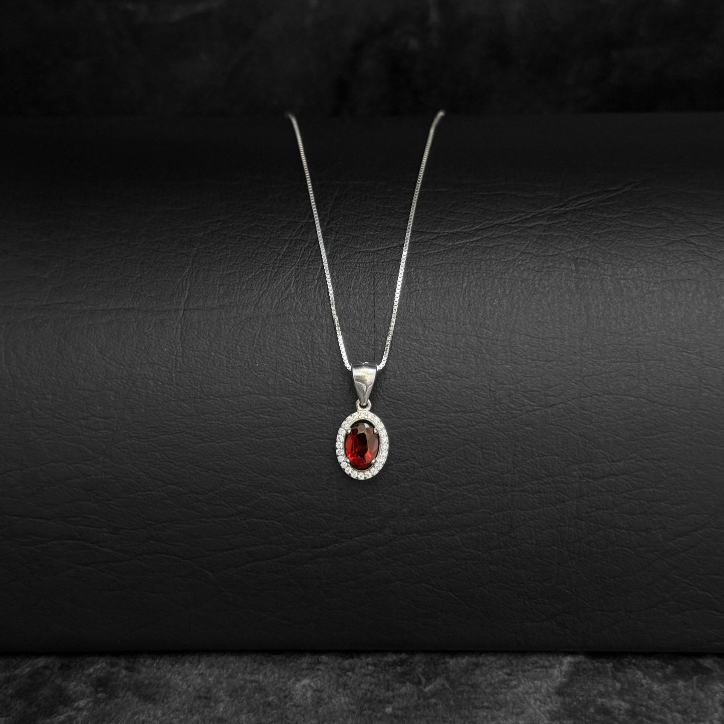 Cadena Veneciana / Dije Granate Certificado / Plata 925