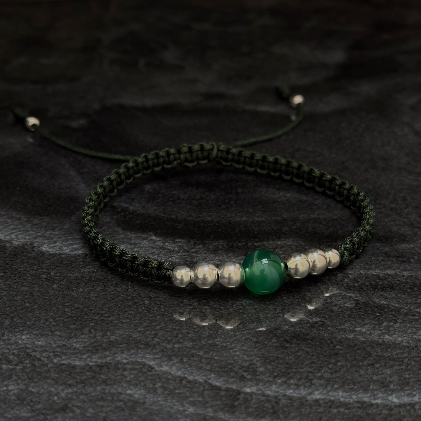 Woven Bracelet / Natural Stone / 925 Silver