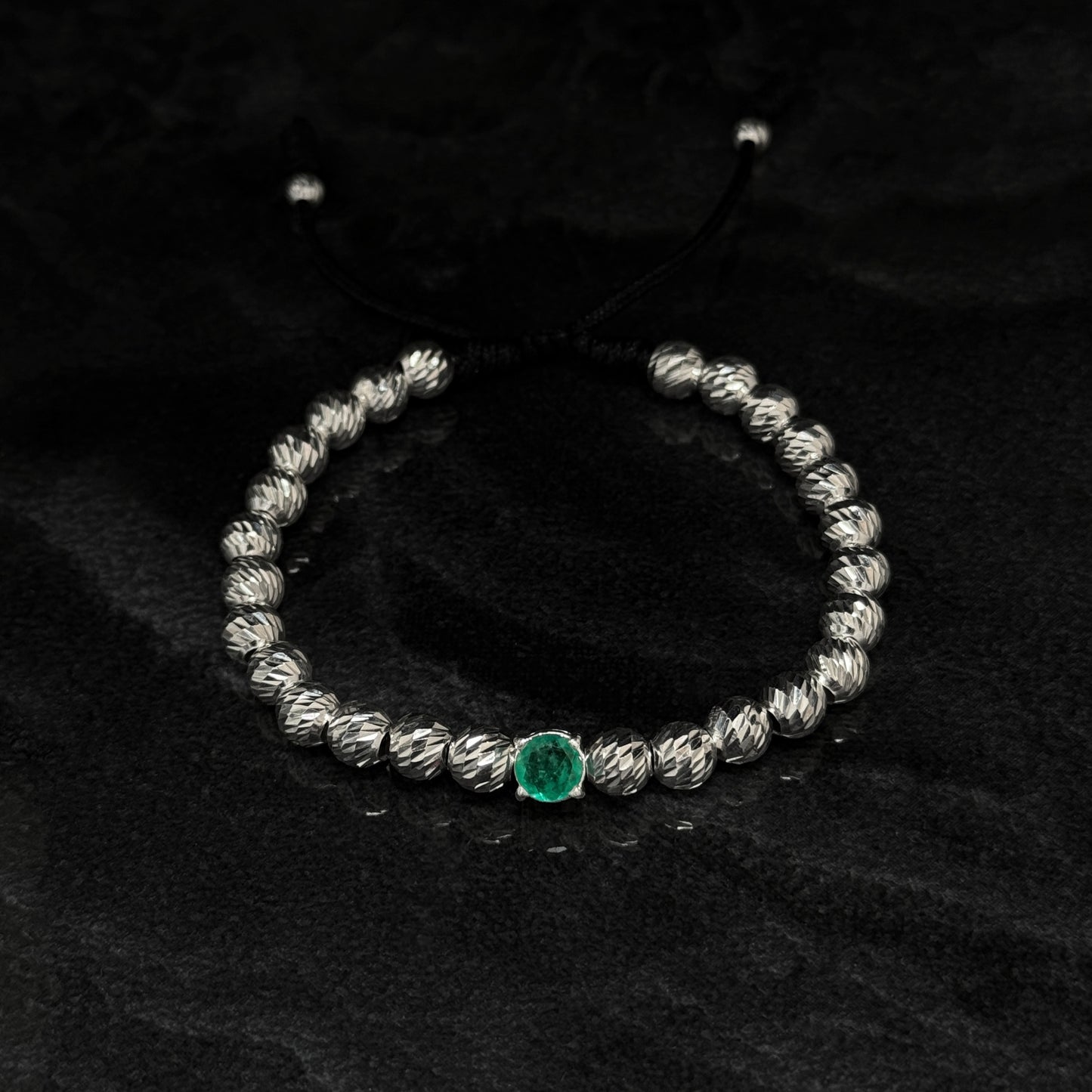 Pulsera Tejida / Esmeralda Colombiana / Plata 925