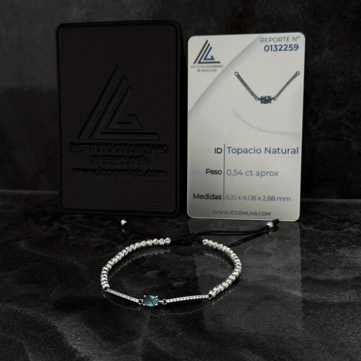 Pulsera Tejida / Topacio Certificado / Plata 925