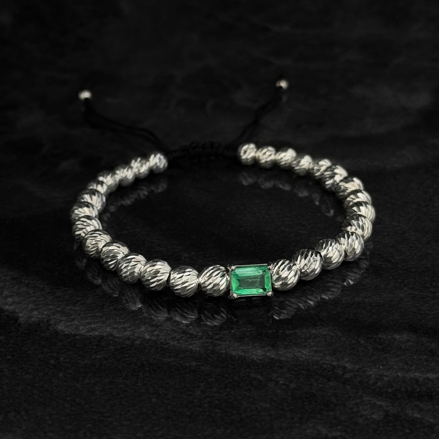 Pulsera Tejida de Lujo / Esmeralda Colombiana / Plata 925