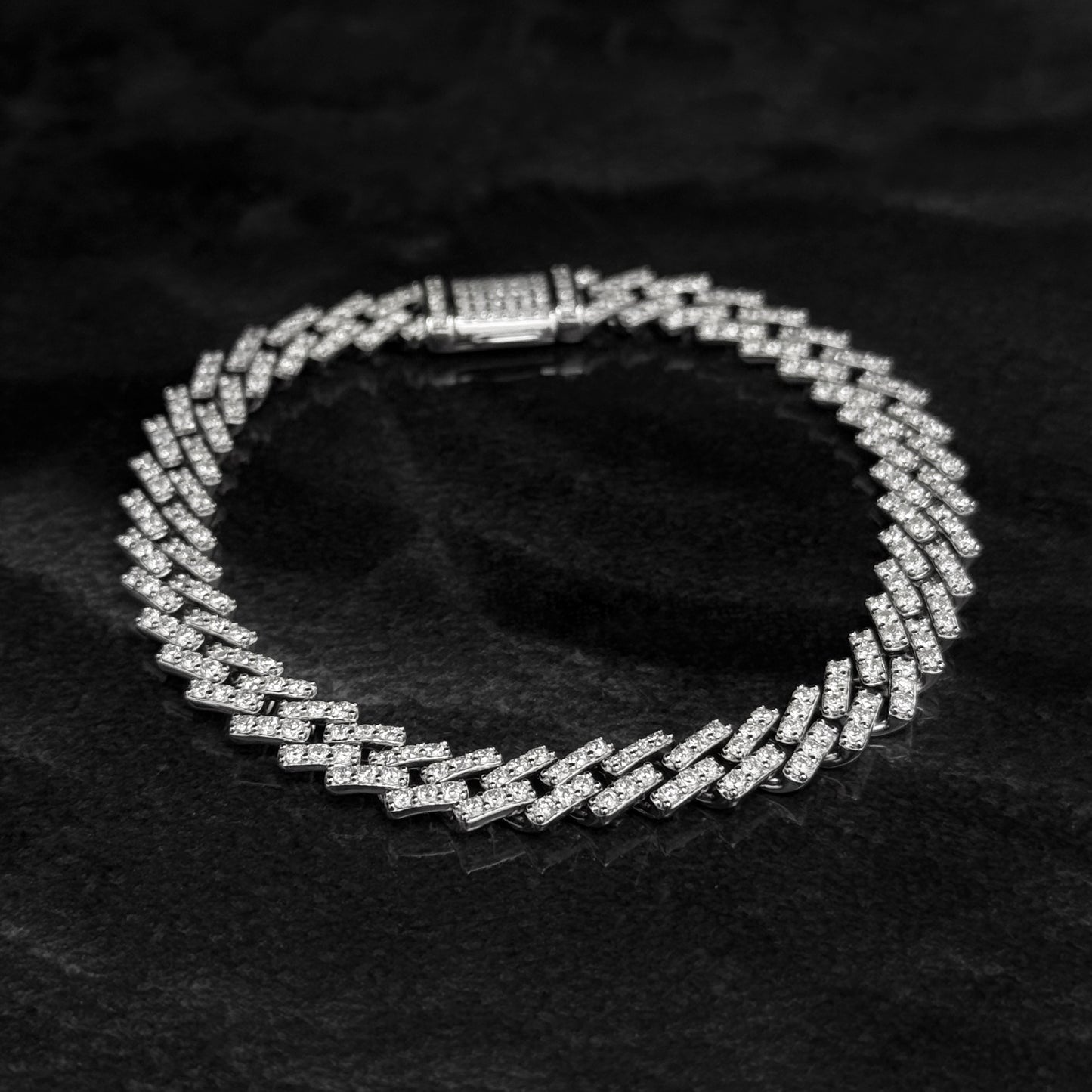 Pulsera Cubana Exclusiva 8mm / Moissanitas Lab / Plata 925