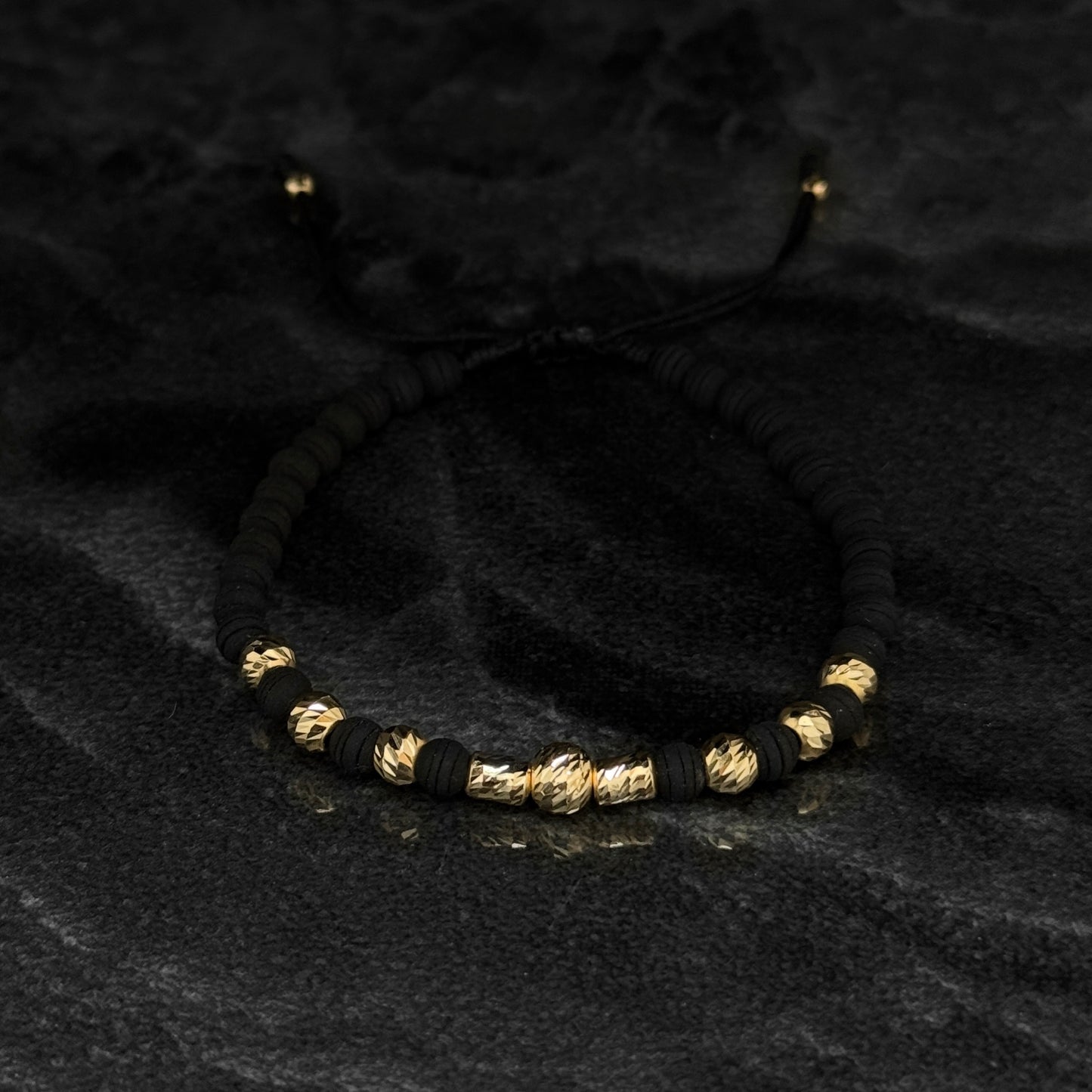 Pulsera Tejida Exclusiva / Cilindros & Balines Oro 18K