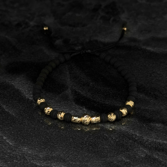 Exclusive Woven Bracelet / Cylinders & 18K Gold Balls