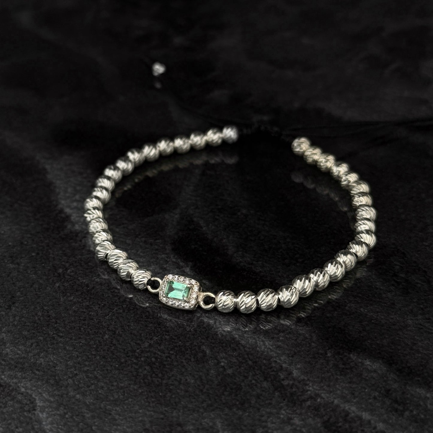 Pulsera Tejida / Esmeralda Colombiana / Plata 925
