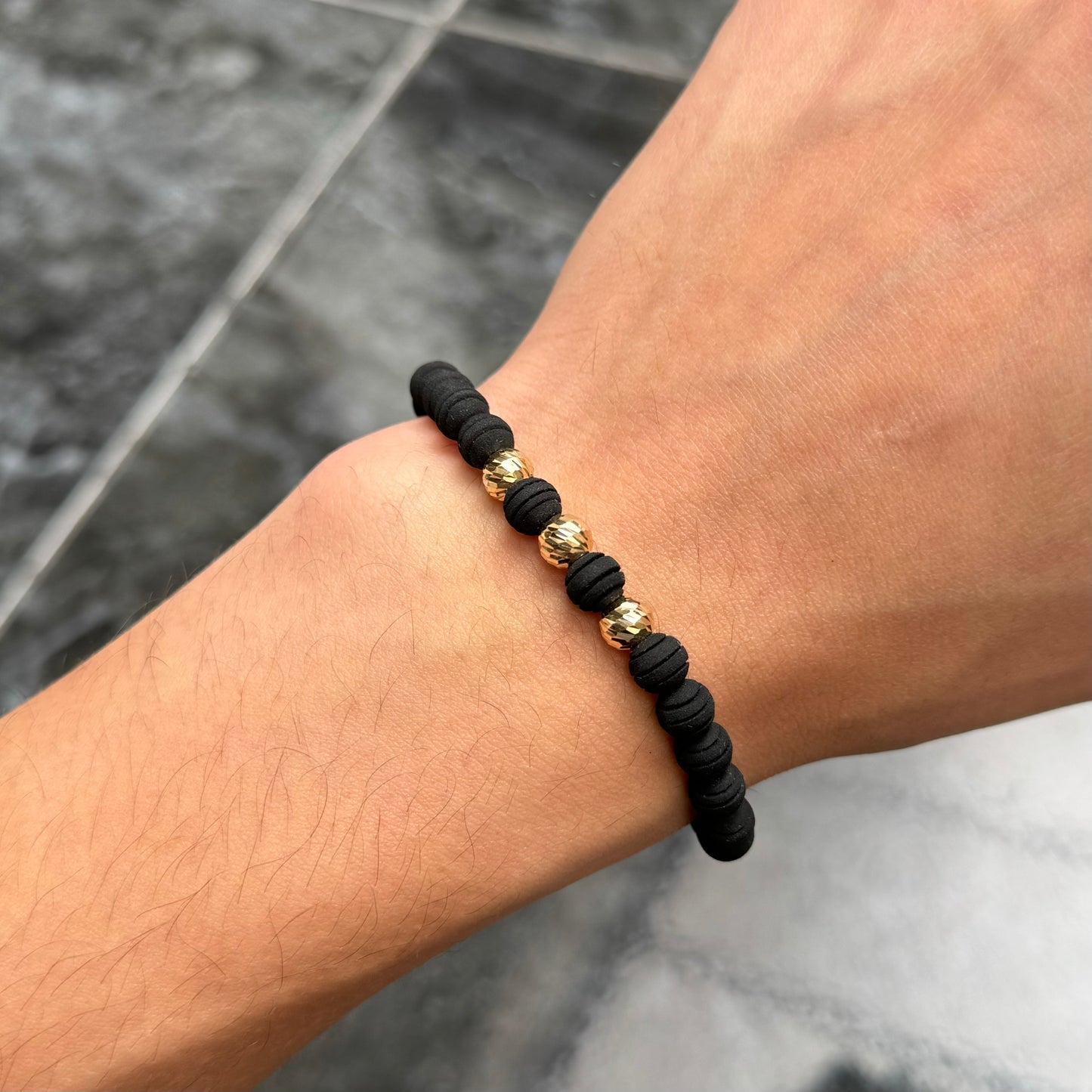 Woven Bracelet / 18K Gold Balls