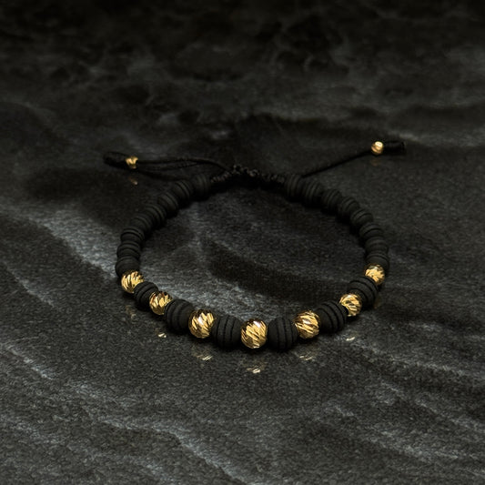 Woven Bracelet / 18K Gold Balls