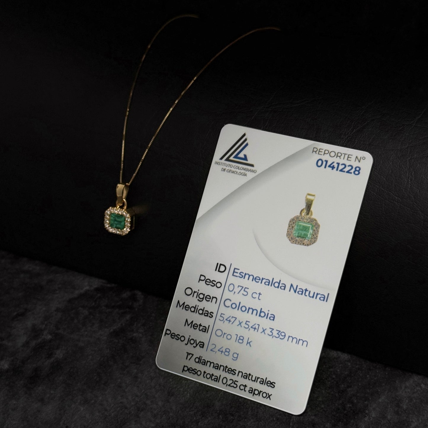 Set Alta Joyería / Cadena Veneciana / Dije Esmeralda & Diamantes Certificados / Oro 18K