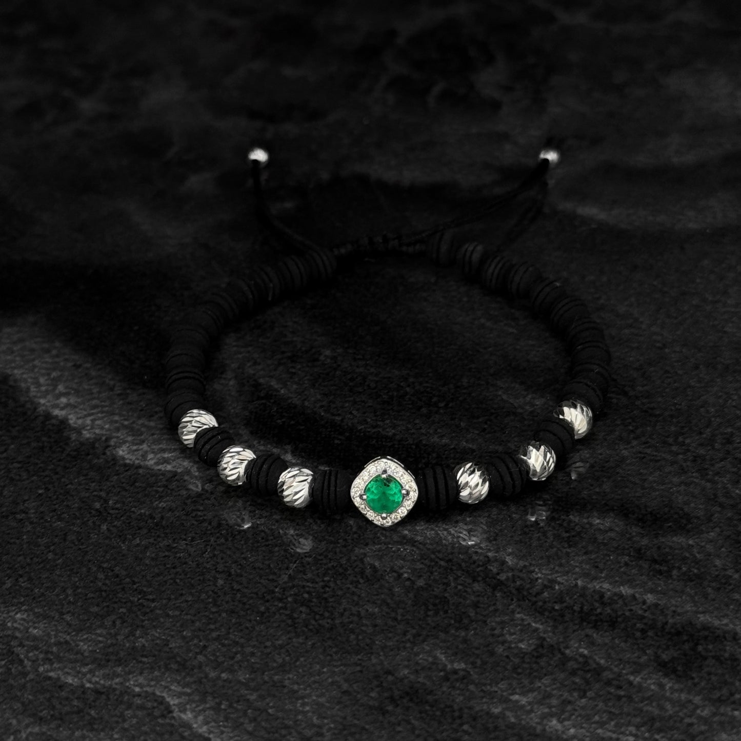 Pulsera Tejida / Esmeralda Colombiana / Plata 925