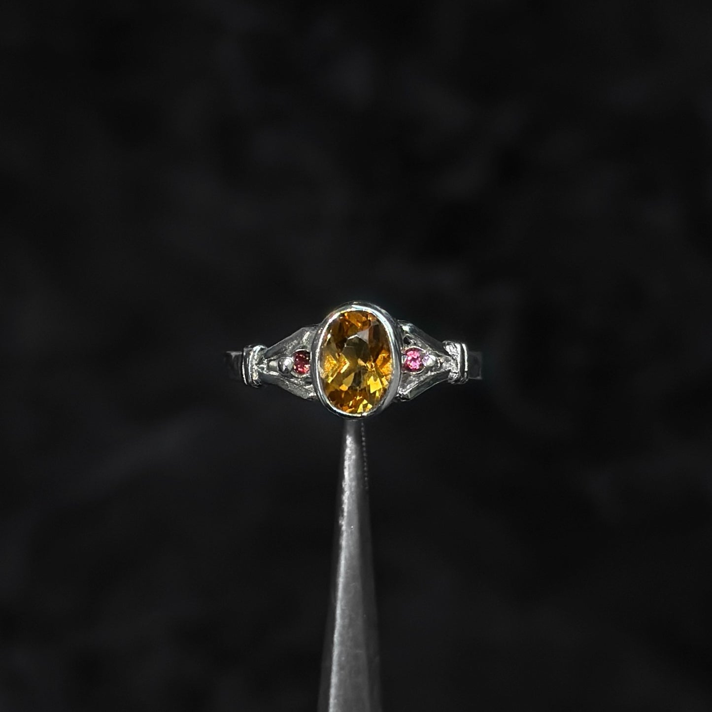 Anillo de Lujo #7 / Citrino & Turmalinas Naturales / Plata 925