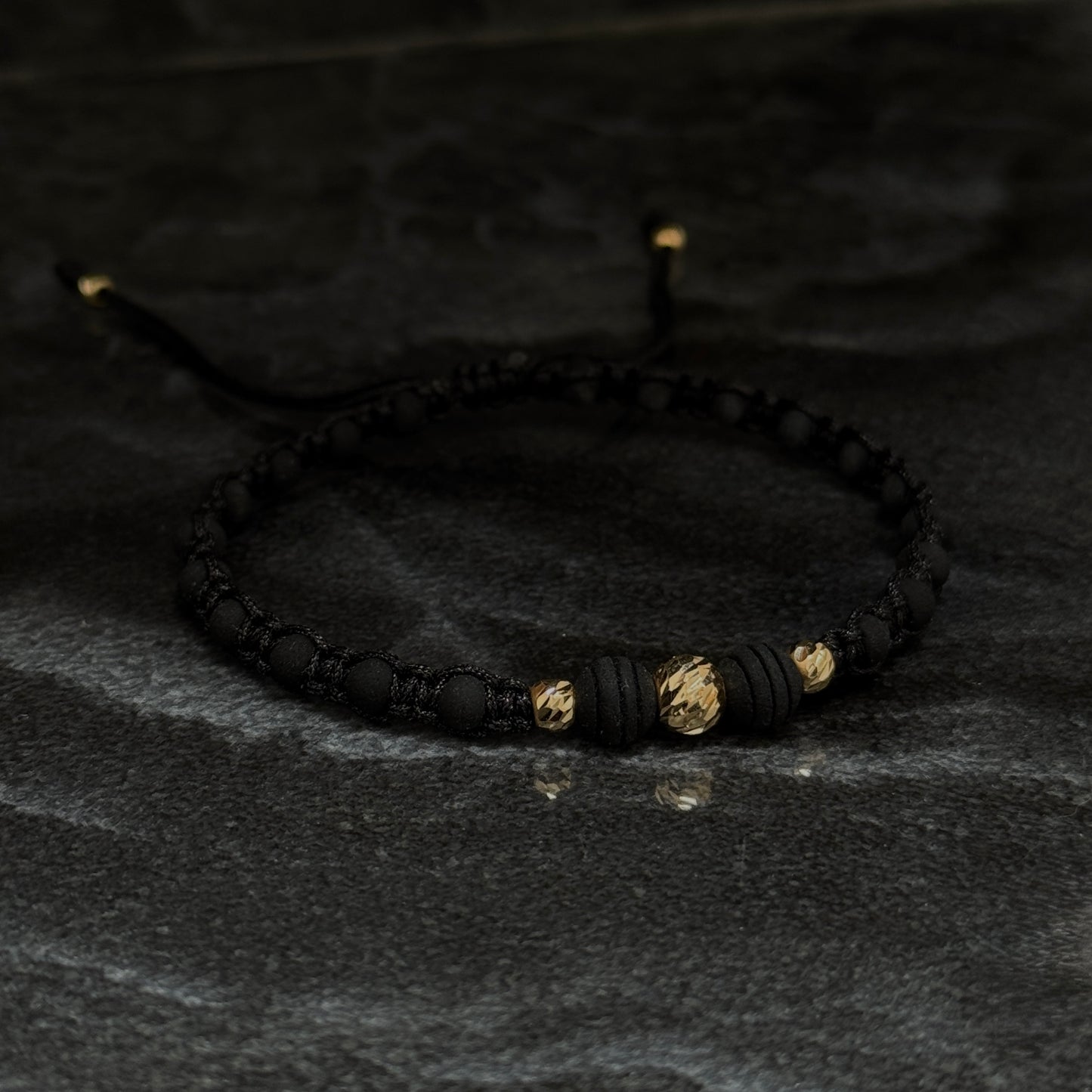 Woven Bracelet / 18K Gold Balls