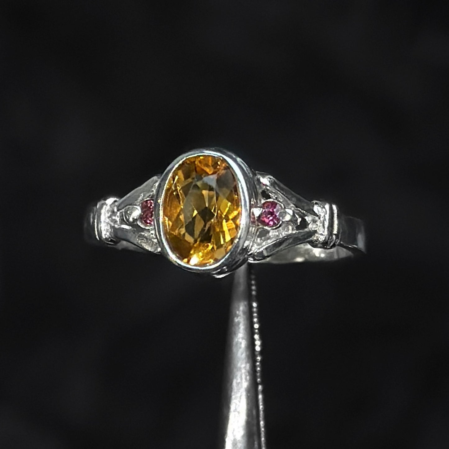 Anillo de Lujo #7 / Citrino & Turmalinas Naturales / Plata 925