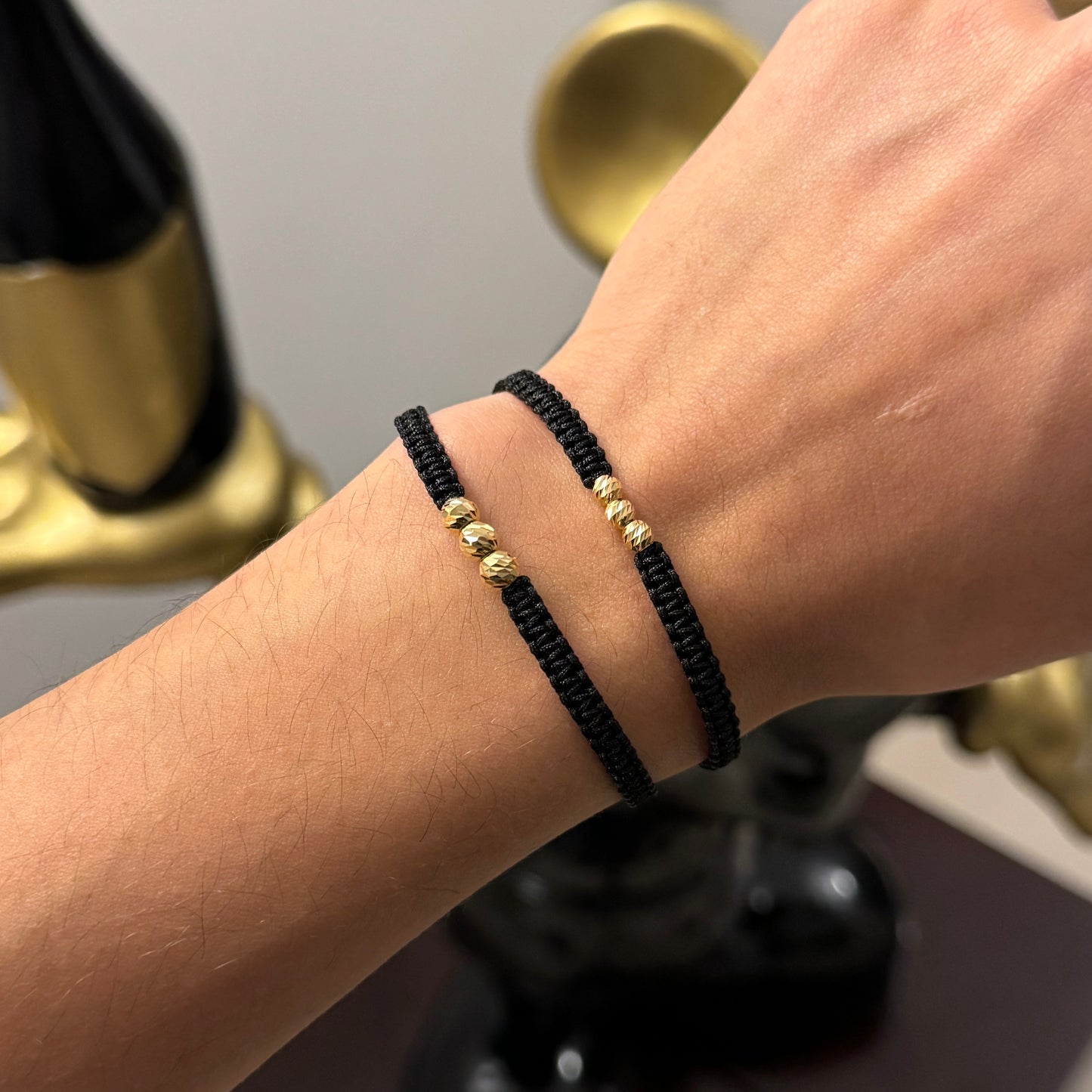 Woven Bracelets / 18K Gold Balls