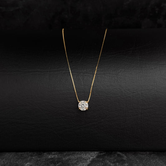 Mini Venetian Chain / 6.5mm Moissanite Pendant / 18K Gold