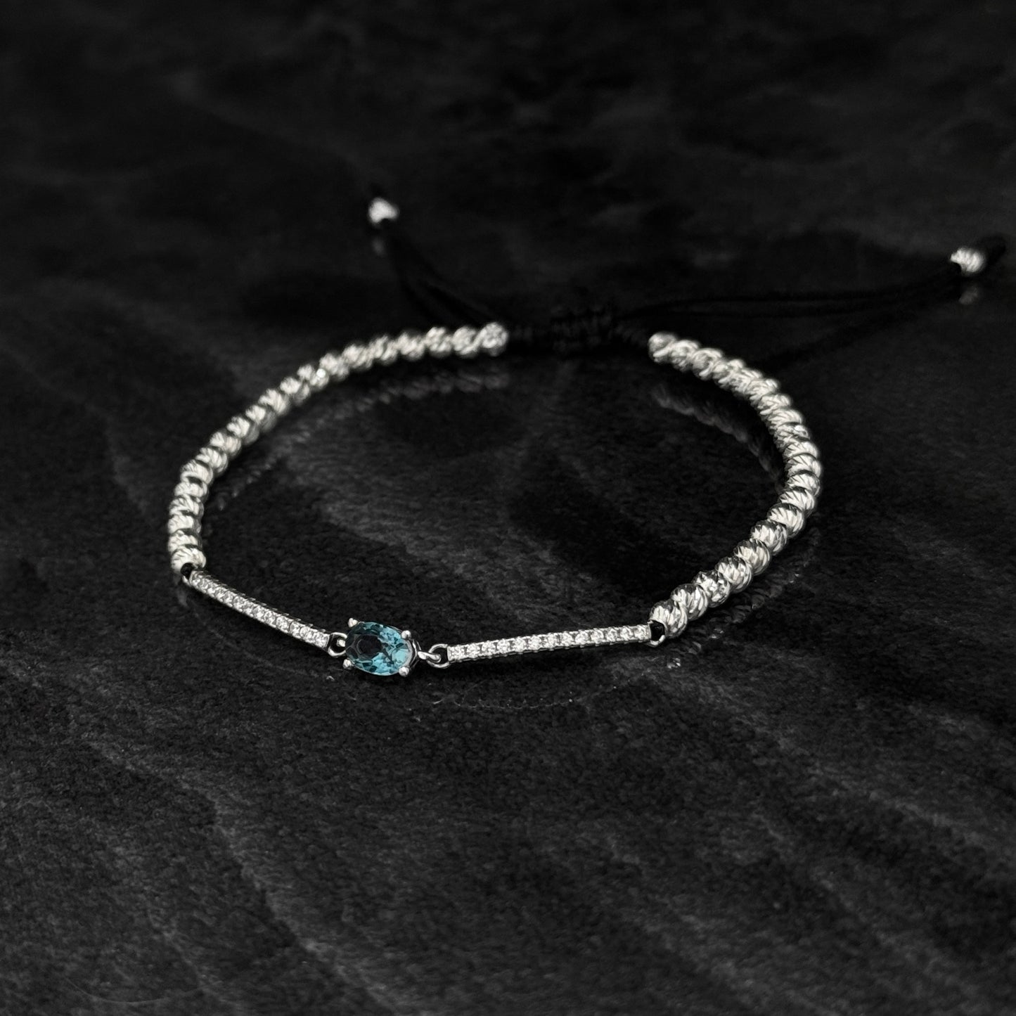 Pulsera Tejida / Topacio Certificado / Plata 925