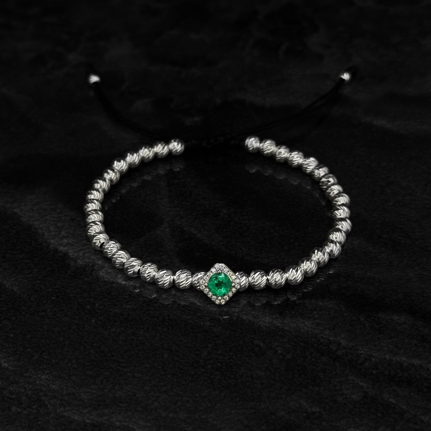 Pulsera Tejida de Lujo / Esmeralda Colombiana / Plata 925