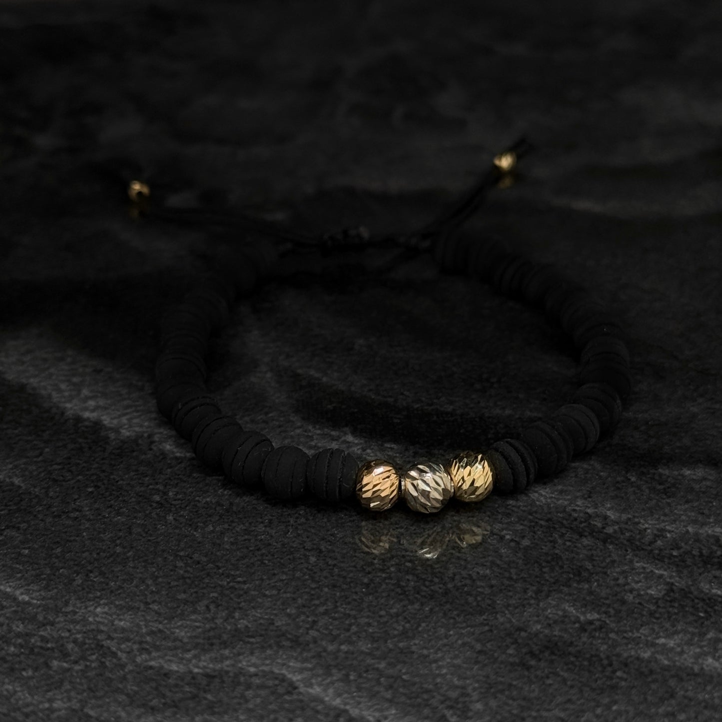 Woven Bracelet / 18K Gold Balls / Three Golds