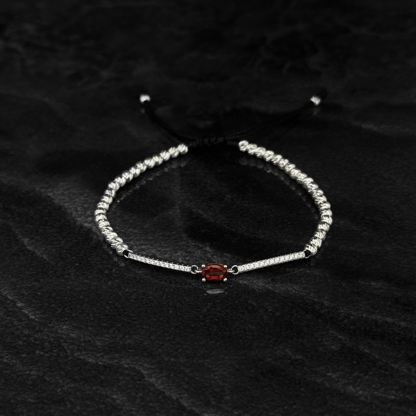 Pulsera Tejida / Granate Certificado / Plata 925