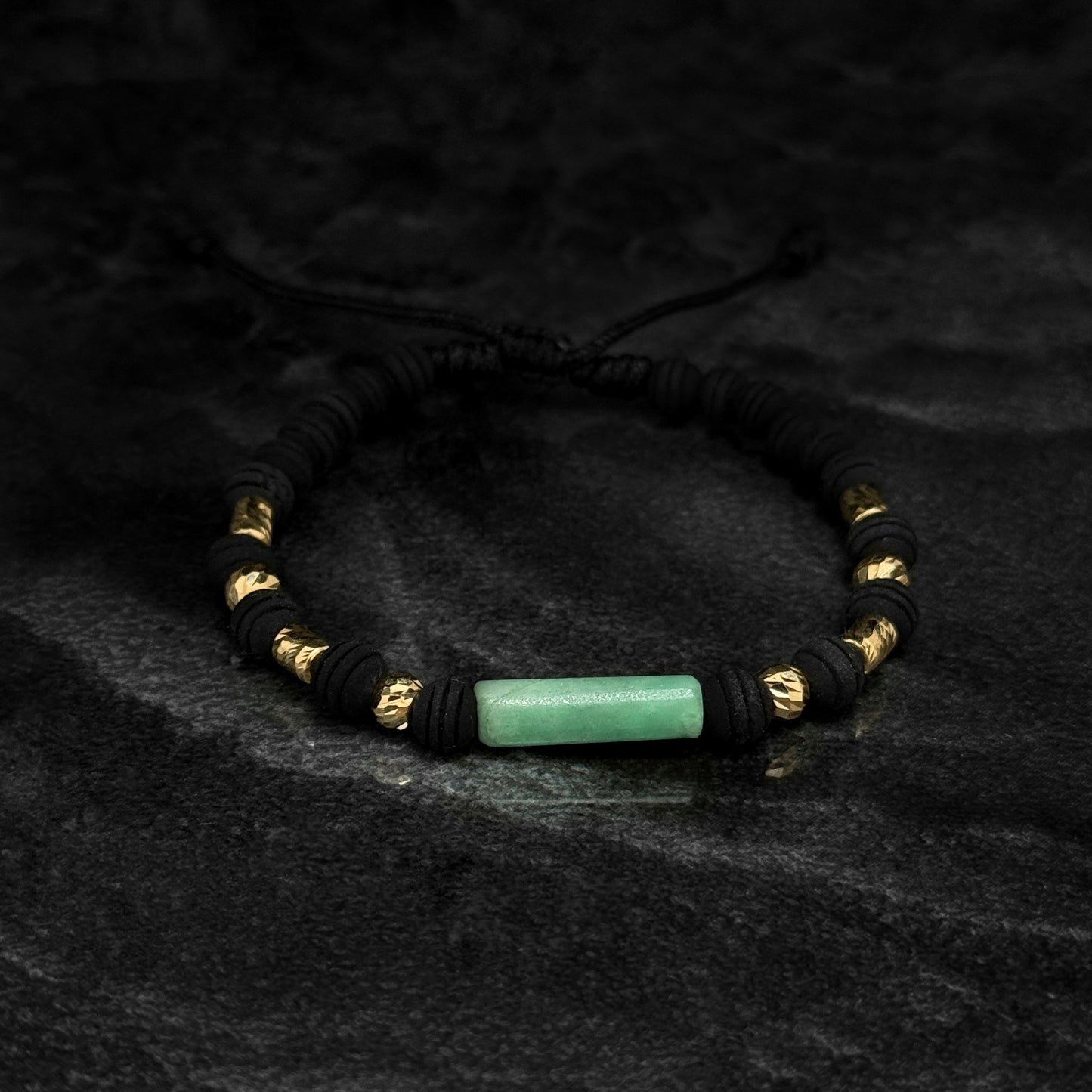Pulsera Tejida / Cilindro de Esmeralda / Oro 18K