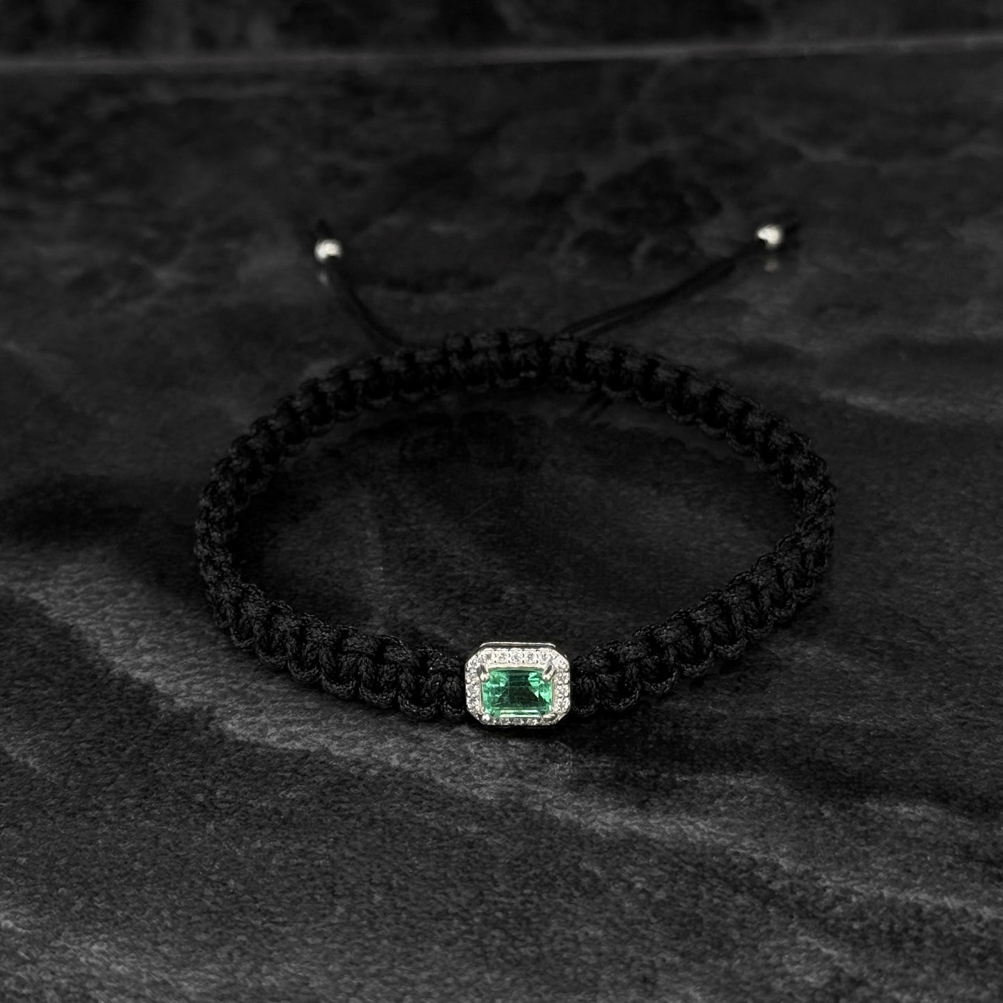 Pulsera Tejida / Esmeralda Colombiana / Plata 925